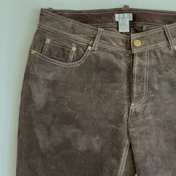 CHARLOTTE RUSSE Suede Leather Flare Leg Pants Women's Size 11/12 Dark Brown - Picture 6 of 14